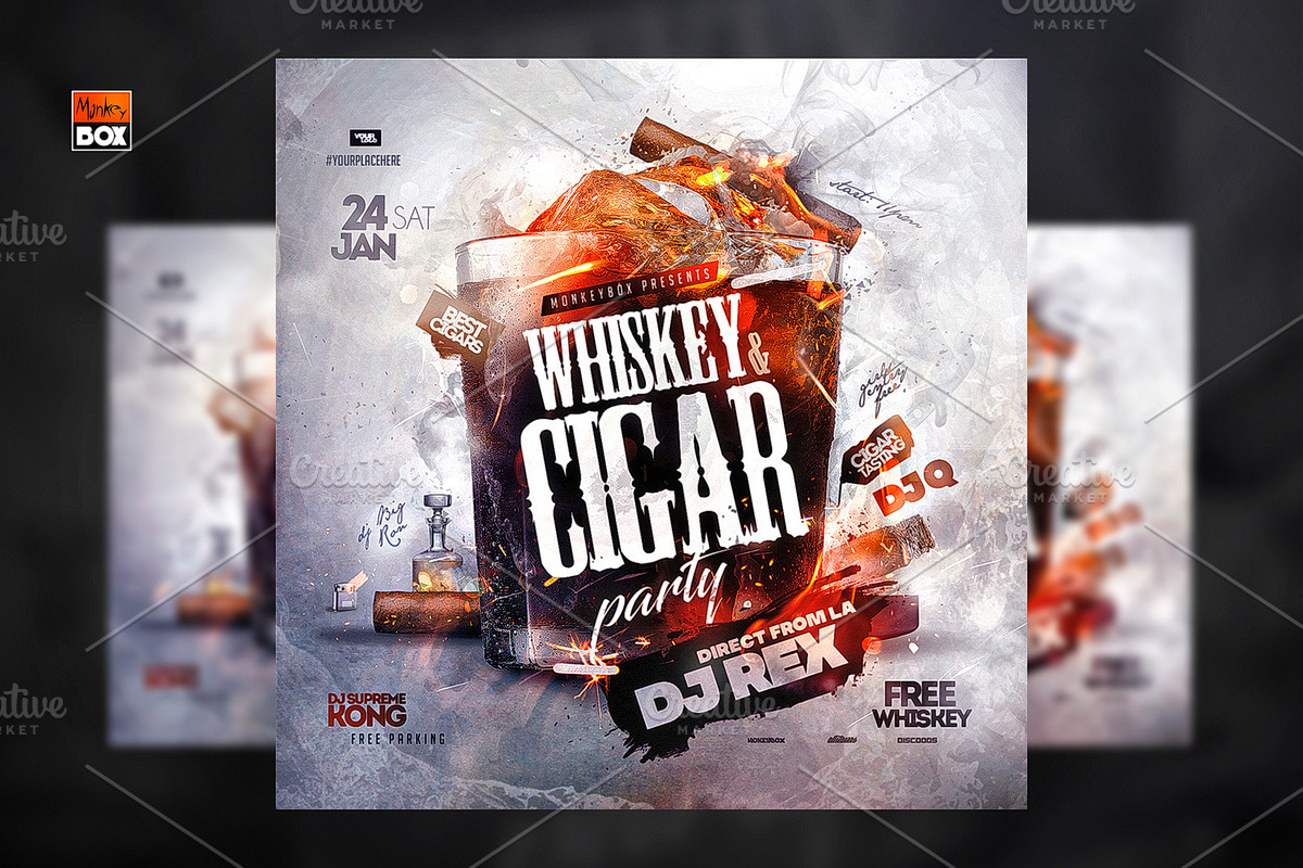 Cigar&Whiskey Party Flyer, a Flyer Template by MonkeyBOX (Photo 1 of 3)