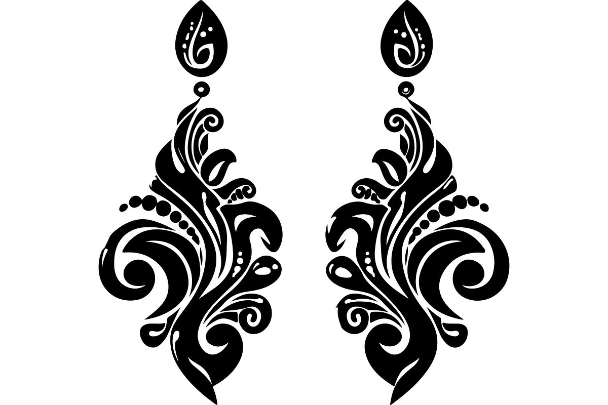 Black Ornamental Earrings SVG Set, an Object Graphic by jahid234 (Photo 5 of 13)