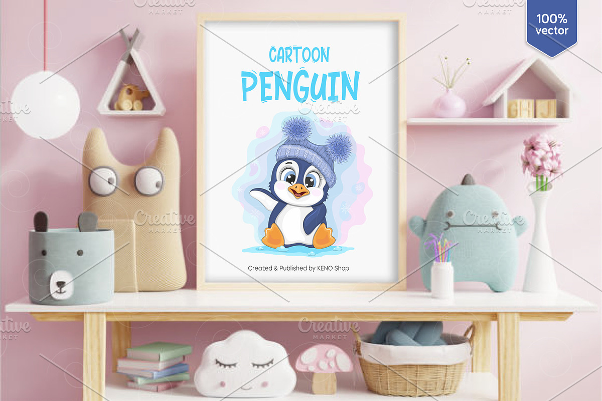 Cute cartoon penguin. Tshirt, PNG., an Animal Illustration by KENO Mascots (Photo 4 of 5)