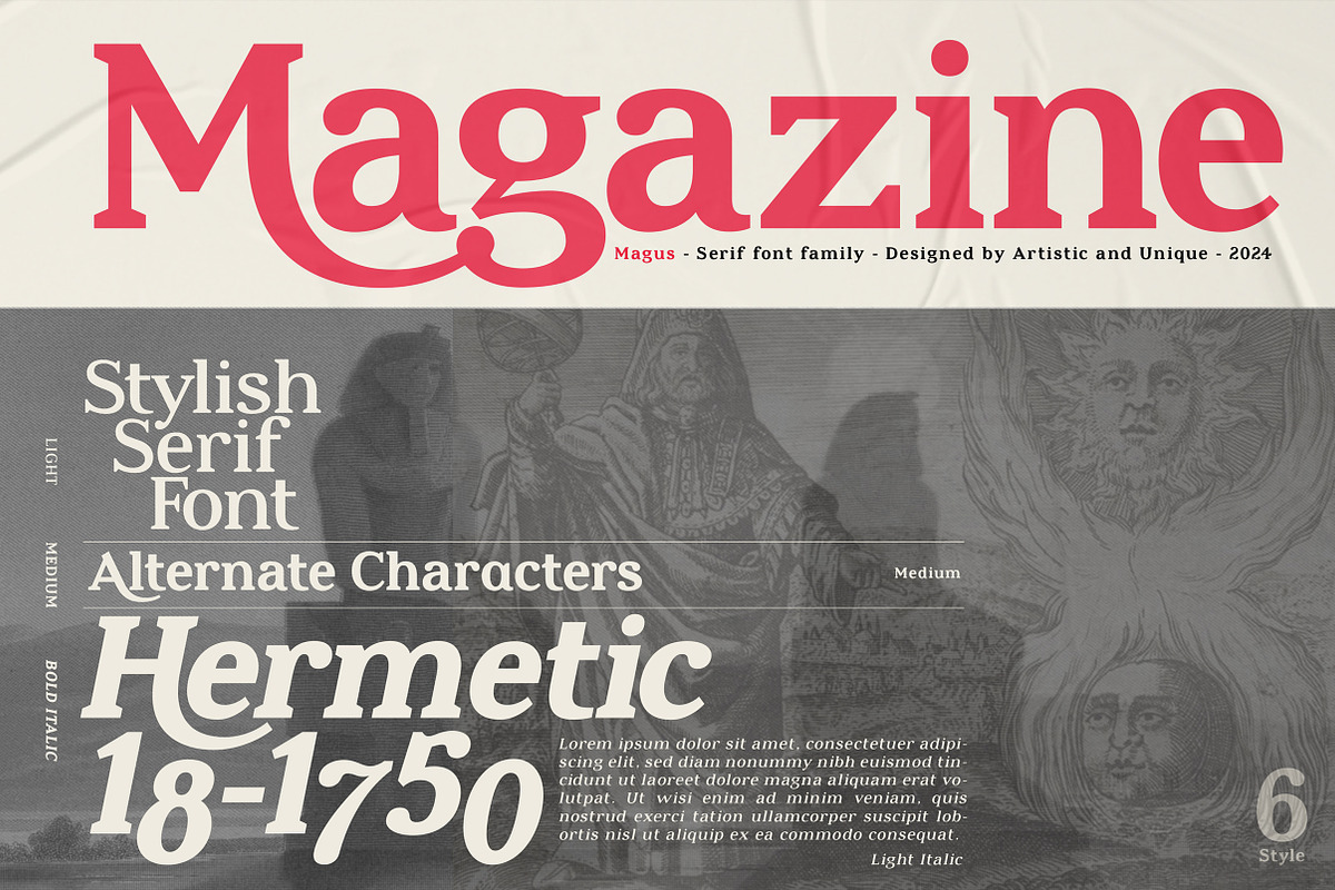 Magus - Serif font family, a Serif Font by Artistic & Unique (Photo 6 of 15)
