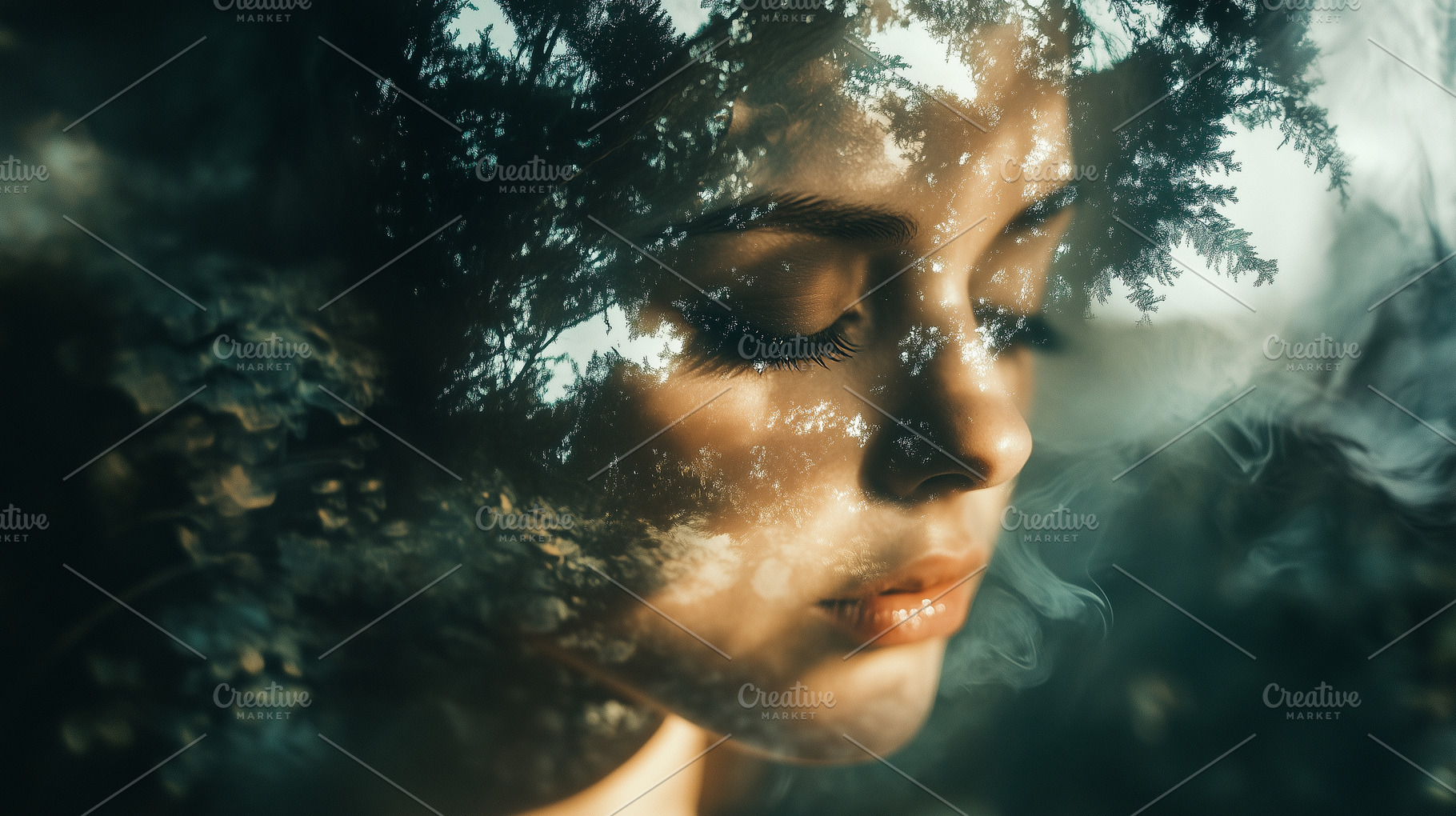 Serene woman’s face with closed eyes, a Person Photo by MistyDay