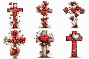 Whimsical Valentine Cross Clipart, an Illustration by Libby Wishes (Thumbnail 2 of 9)
