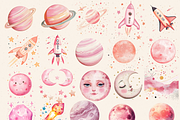 Pink Outer Space Clipart Pack, a Person Illustration by Daring Digies (Thumbnail 3 of 10)