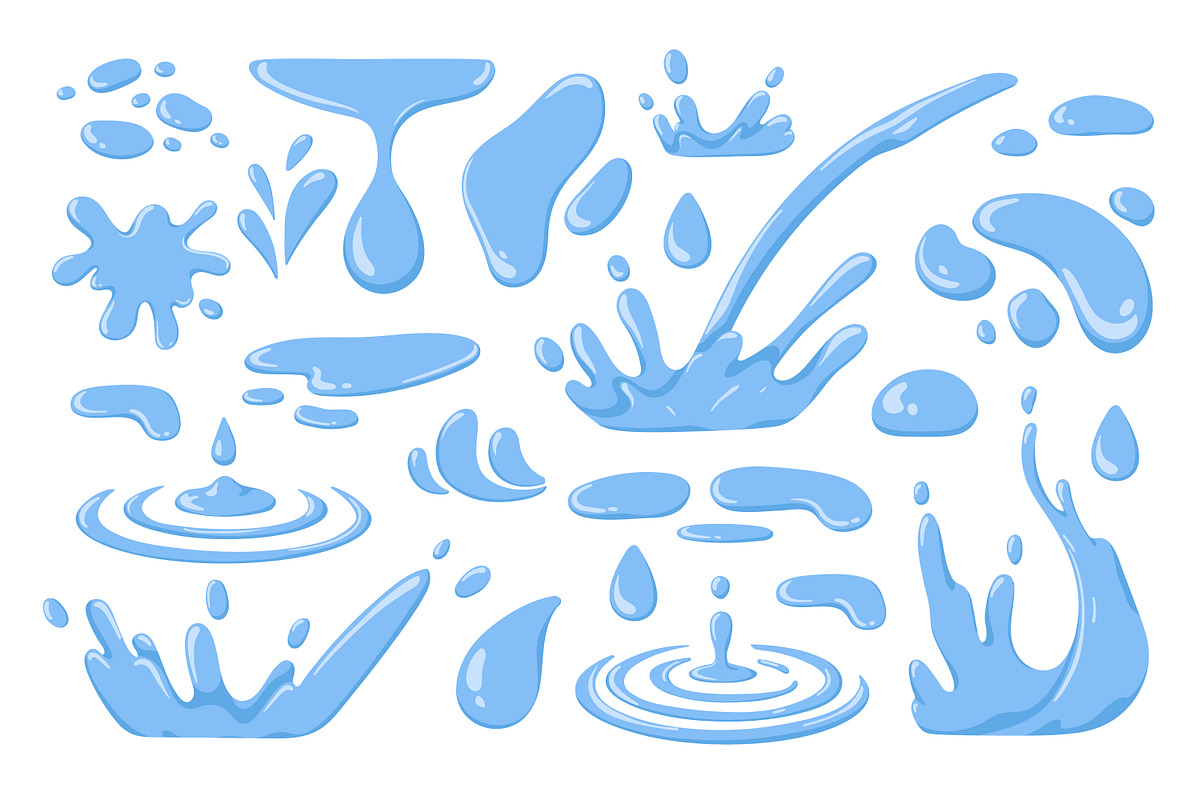Water drops and splashes set, an Object Illustration by Good Studio (Photo 2 of 3)