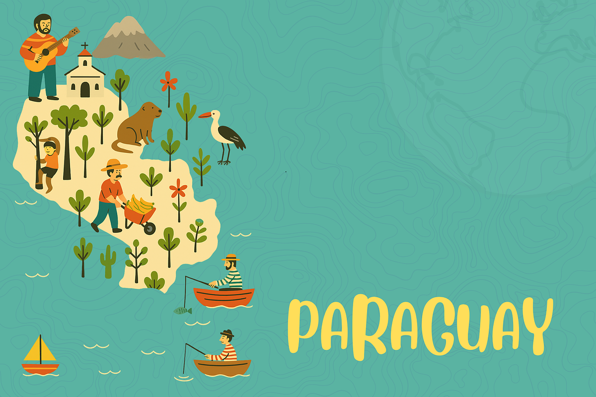Printable Paraguay Travel Map, an Illustration by Travel Venture Art
