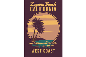 Retro Poster Laguna Beach California, a Transportation Illustration by Vector_Up
