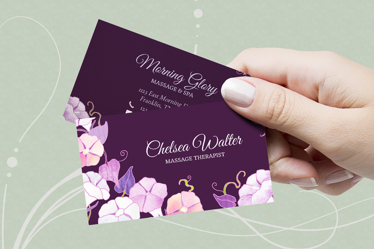 Morning Glory Business Card Template, a Business Card Template by Ujean'sWhimsicalWorld (Photo 2 of 4)