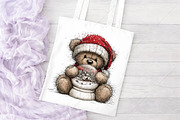 Whimsical Christmas Bear Clipart PNG, a Seasonal Illustration by Canvas Craft (Thumbnail 8 of 10)