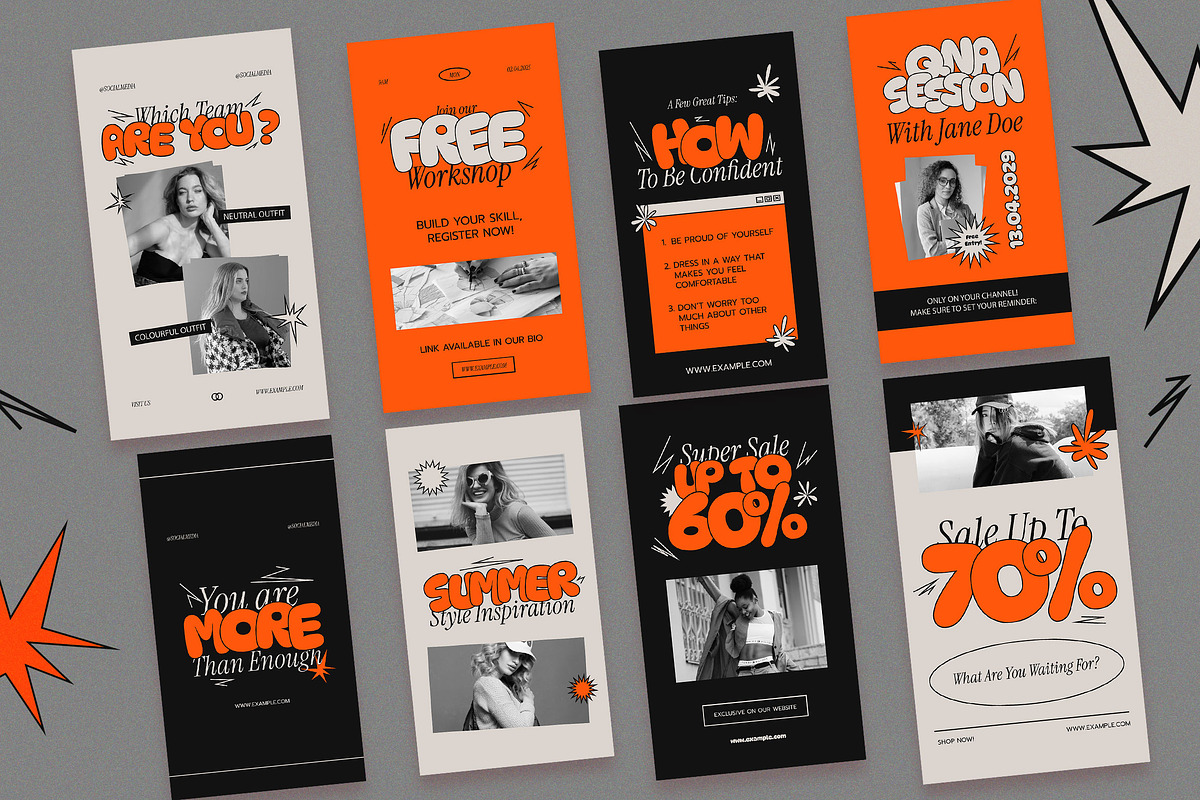 Orange Indie Fashion Instagram Set, a Social Media Template by Aiyari Graphic (Photo 4 of 5)