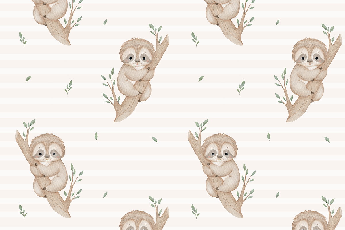 Baby Sloth – Patterns & Clipart, a Pattern Graphic by tetiartline (Photo 4 of 7)