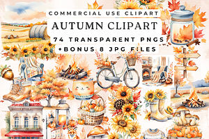 Watercolor Autumn Clipart Set