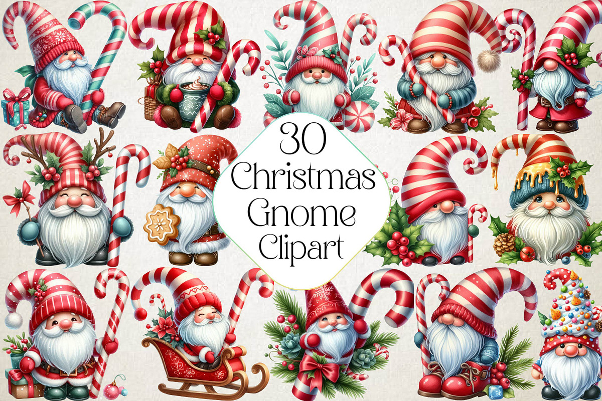 Christmas Candy Cane Icing Gnome, an Illustration by DreamPrint404 (Photo 1 of 4)