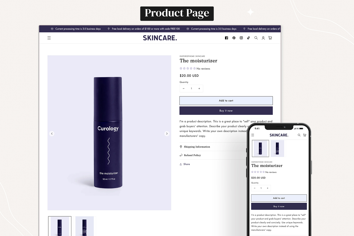 Skincare - Beauty Shopify Theme, a Shopify Template by InspiredTheme (Photo 2 of 9)