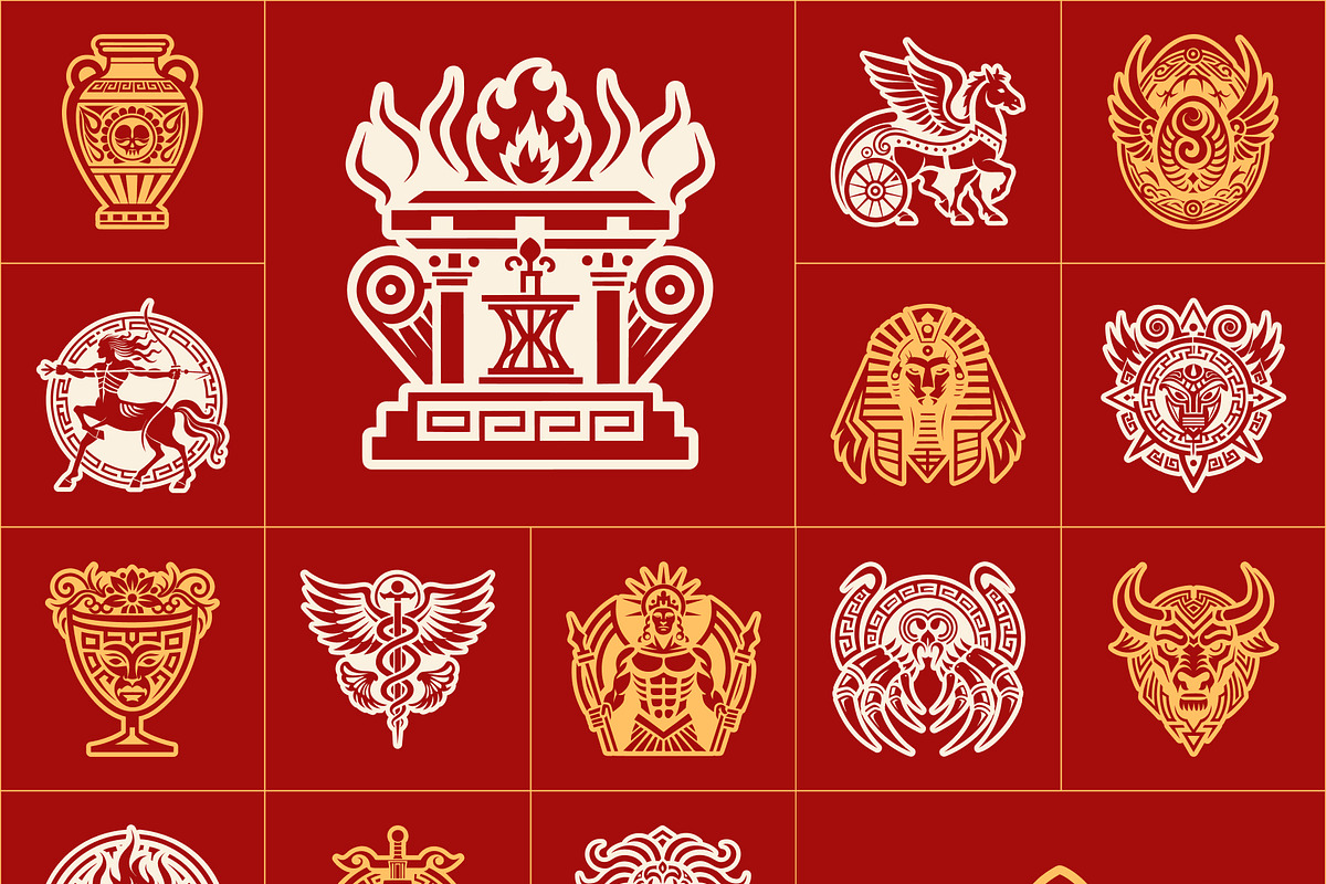 Greek Mythology Symbols Set