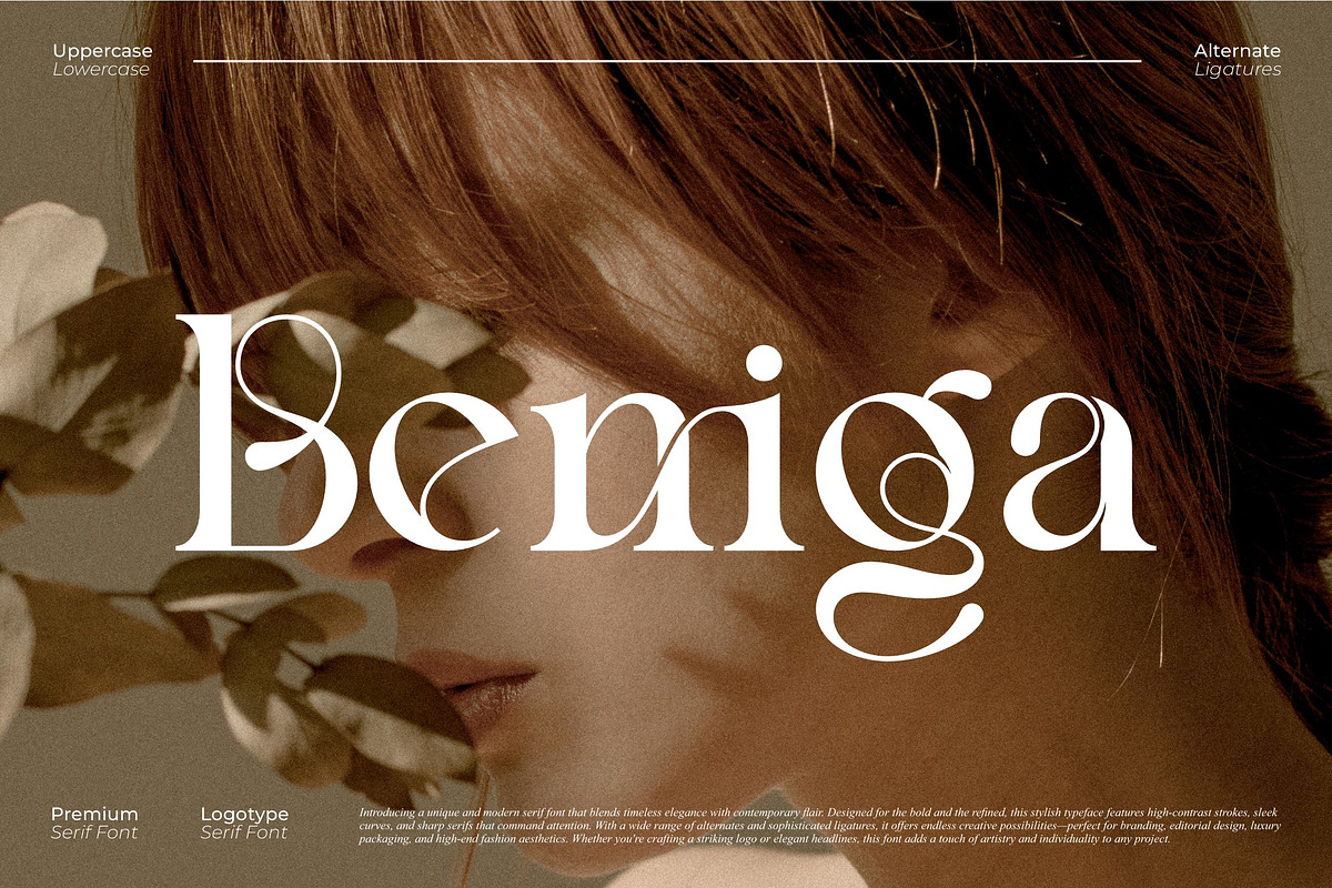 Beniga || Modern Elegant Serif Font, a Serif Font by Ermedia Studio (Photo 1 of 10)