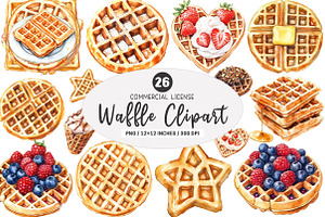 Waffle Watercolor Clipart, an Illustration by SinaCreation