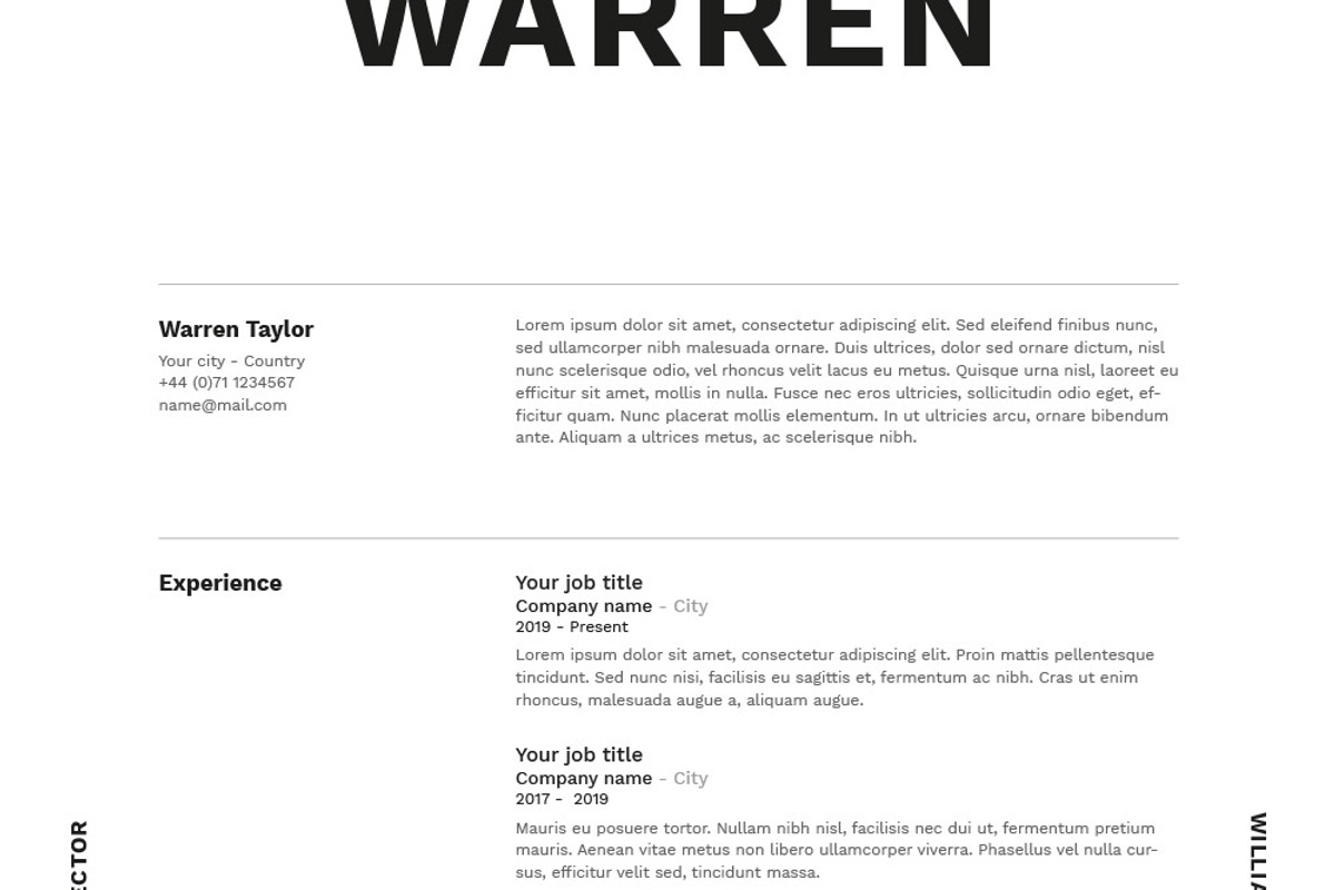 Warren | CV / resume template, a Resume Template by CV house (Photo 4 of 8)