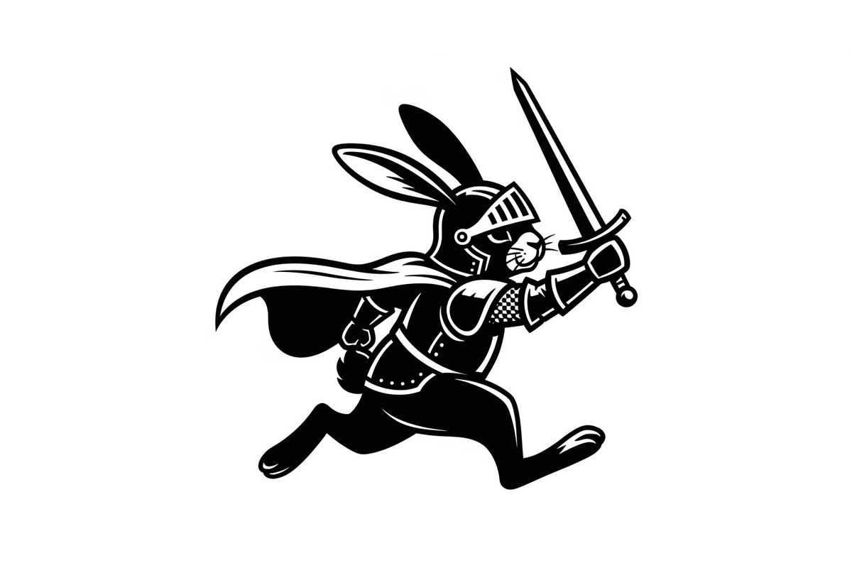 Warrior Bunny Knight Silhouette, an Illustration by jahid234 (Photo 20 of 49)