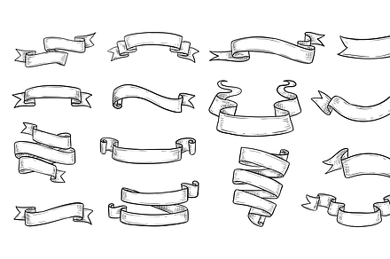 ribbons handdrawn collection, an Object Graphic by nikagraphic