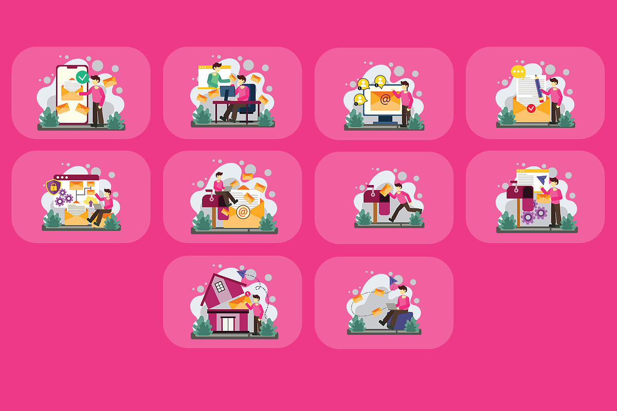 Email Service Illustration Pack, a Technology Illustration by baii09 (Photo 4 of 4)