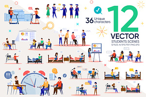 Students Vector Scenes
