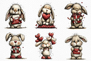 Funny Valentine Bunny Clipart, an Illustration by Craft Nest (Thumbnail 3 of 10)