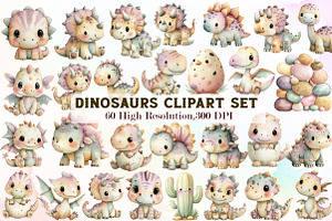 Dinosaurs Watercolor Clipart, an Illustration by Sublimation Artist