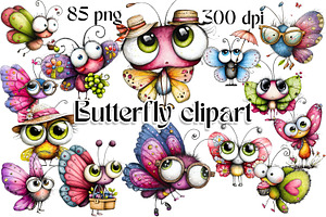 Kawaii Butterfly Big Eyes clipat, an Animal Illustration by ElenazlataArt