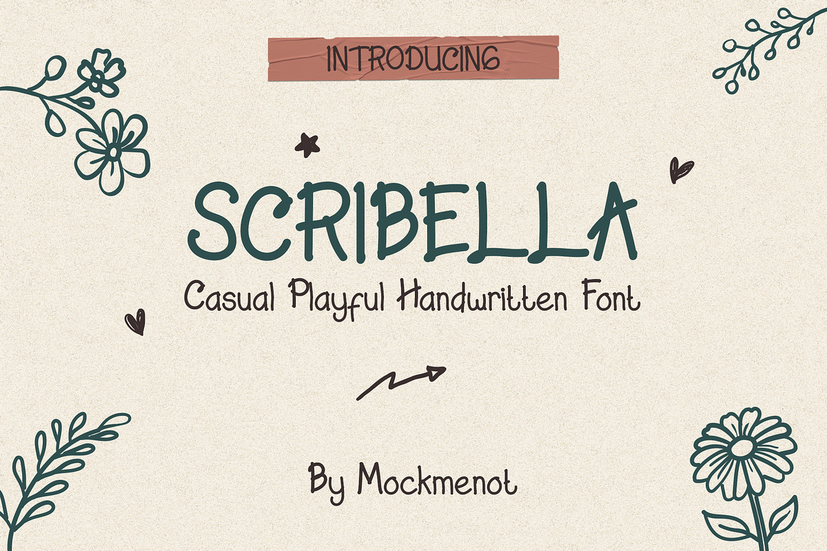 Scribella – Playful Handwritten Font, a Handwritten Font by Mockmenot (Photo 1 of 5)
