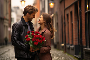 A man holds a bouquet of roses next, a Photo by Iftikhar Alam