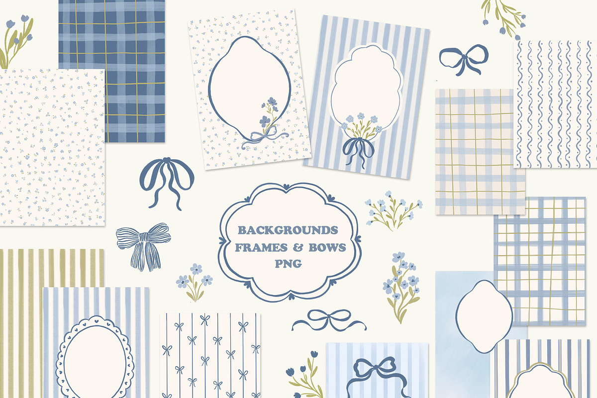 Cottage Dreams patterns, frames, bow, a Pattern Graphic by Cozy pattern shop (Photo 4 of 12)