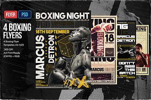 4 Boxing Fight Flyer Template A4