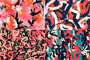 Coral Graffiti Seamless Patterns