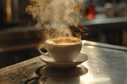 A freshly brewed cup of espresso wit, a Photo by Iftikhar Alam