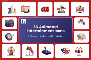3D Animated Recreation Icon Set, an Object 3D Model by Flat Icons