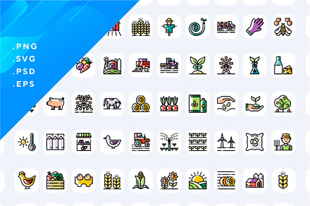 50 Agriculture Icons, an Outline Icon by Wencory