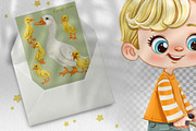 Boy with goose in garden cart, a Person Illustration by Azuzlikus (Thumbnail 2 of 3)