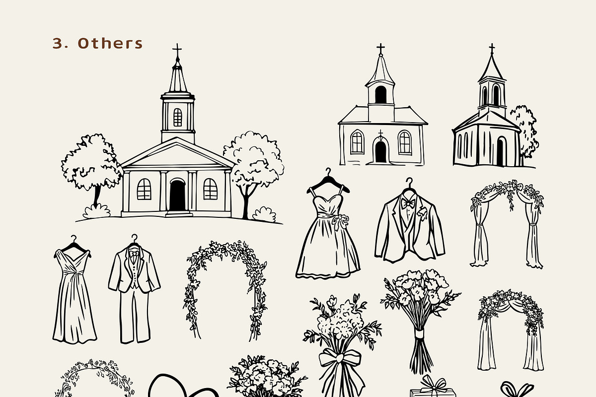 Wedding Line Art SVG Bundle Clipart, a Decorative Illustration by OKArtHub (Photo 5 of 8)