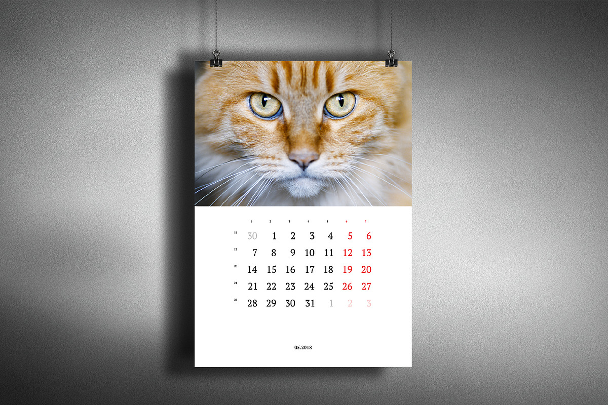 Calendar A3 for 2018 with cats., a Stationery Template by JS Shop (Photo 4 of 4)
