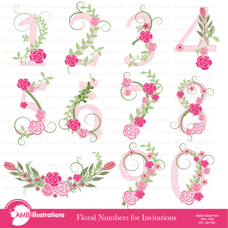 Clipart Numbers in Pink AMB-869, an Illustration by AMBillustrations
