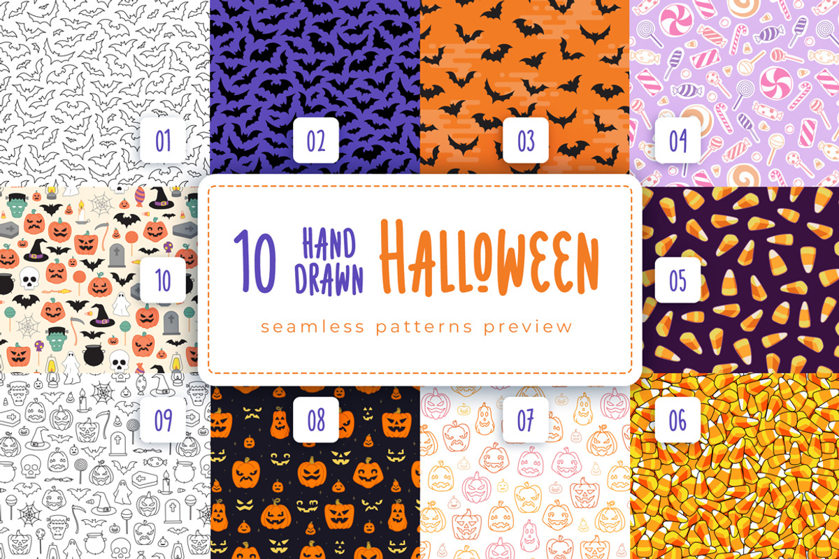 Spooky Halloween Seamless Patterns, a Pattern Graphic by oelhoem (Photo 5 of 5)