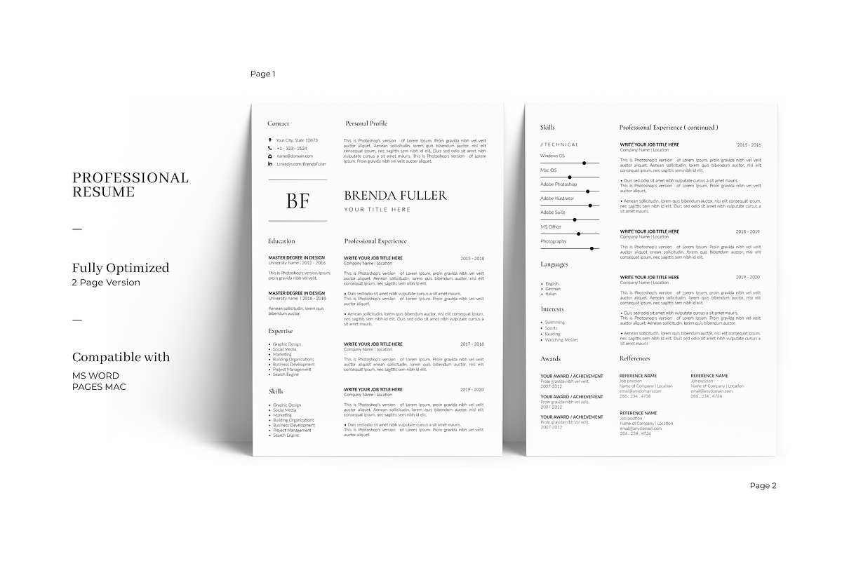 5 Page Professional Resume Template, a Resume Template by GraphicFlava (Photo 2 of 8)