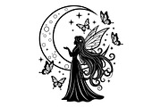 Fairy Moon Butterfly Silhouette, an Object Illustration by Gaye Art (Thumbnail 7 of 31)