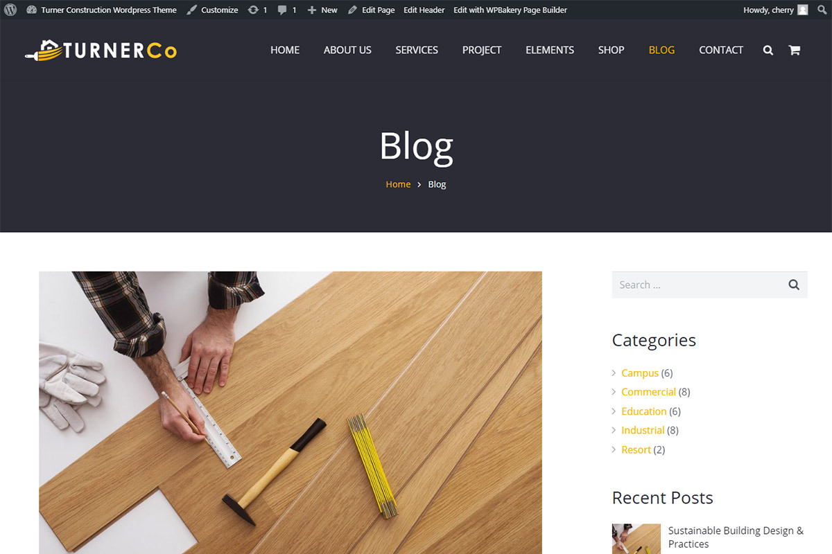 Turner Construction & Business Theme, a WordPress Template by Cherry Wordpress Theme (Photo 7 of 8)