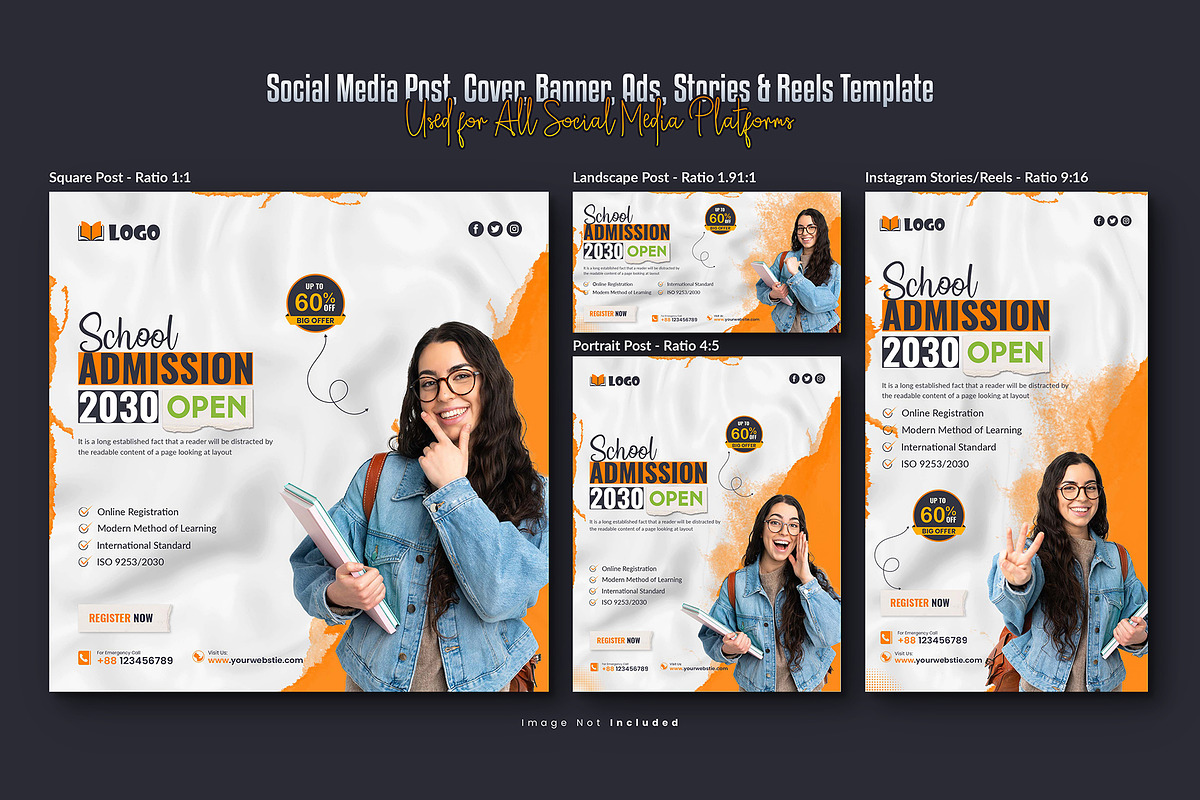 School admission social media post, a Social Media Template by Creative_View (Photo 2 of 8)