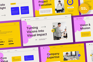 Blue Company Profile Google Slide, a Presentation Template by Aiyari Graphic