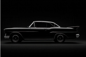 Silhouetted side view of a classic, a Transportation Illustration by Sergey Kotenev