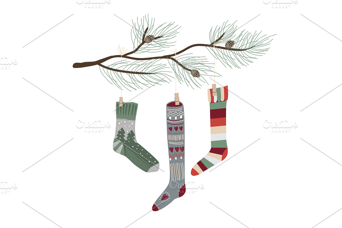 Cute hand drawn socks for Christmas, an Object Illustration by Toltemara