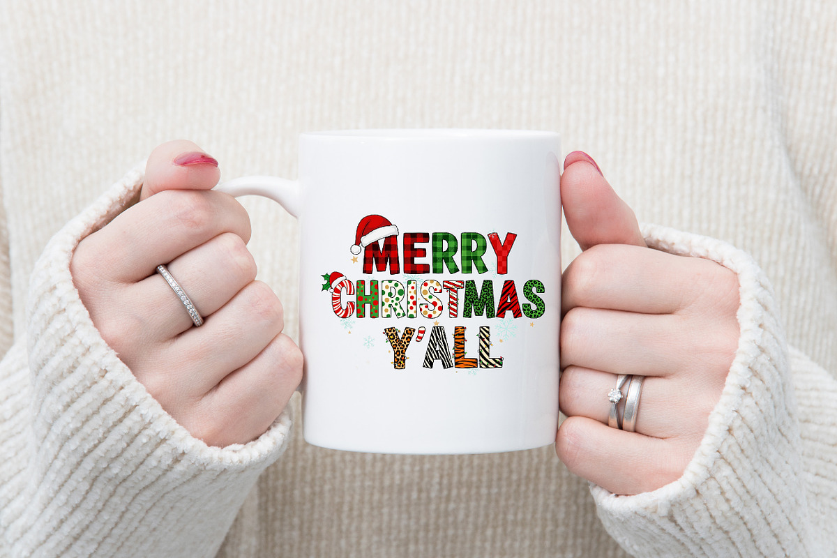 Retro Merry Christmas y'all PNG, an Illustration by Designking (Photo 3 of 4)