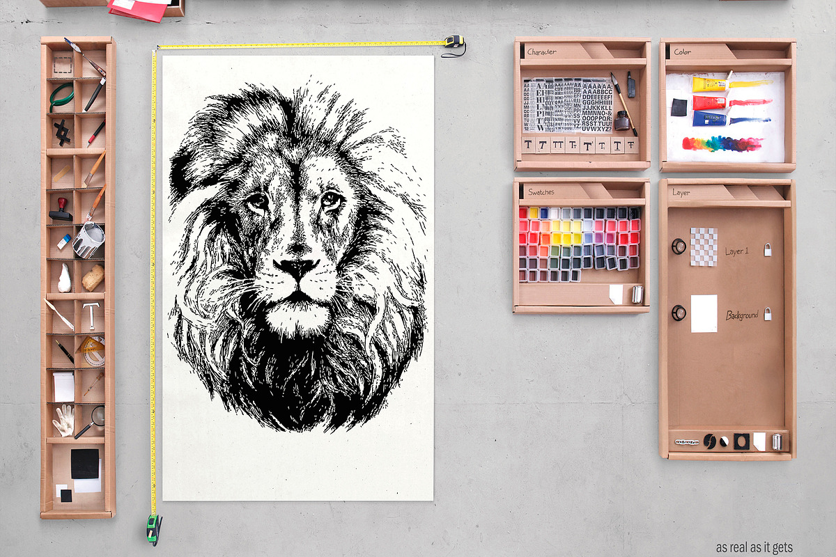 Lion head | hand drawn | vector, a Work Illustration by AnastasiyaOleynik (Photo 2 of 5)